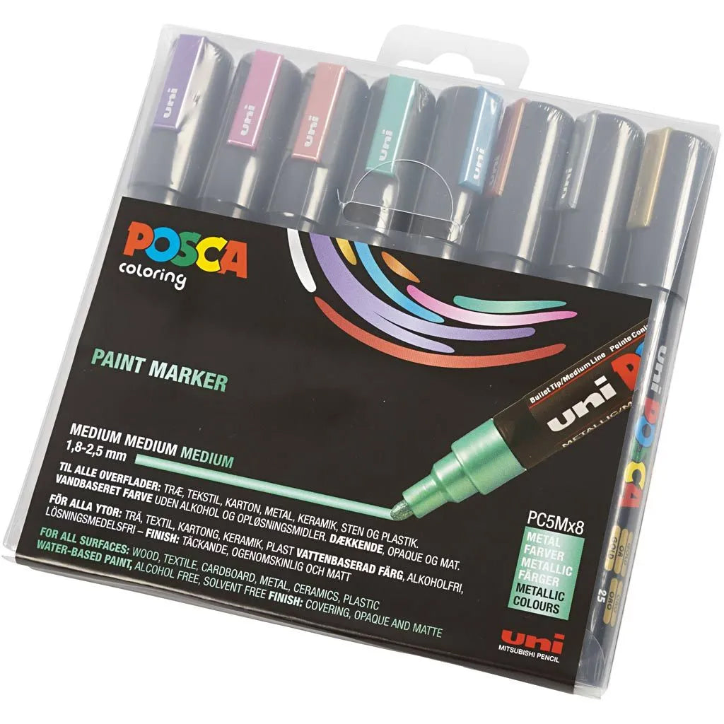 Posca Tuscher, strek 2,5 mm – 8 st. Metallic