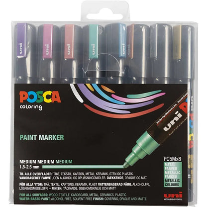 Posca Tuscher, strek 2,5 mm – 8 st. Metallic