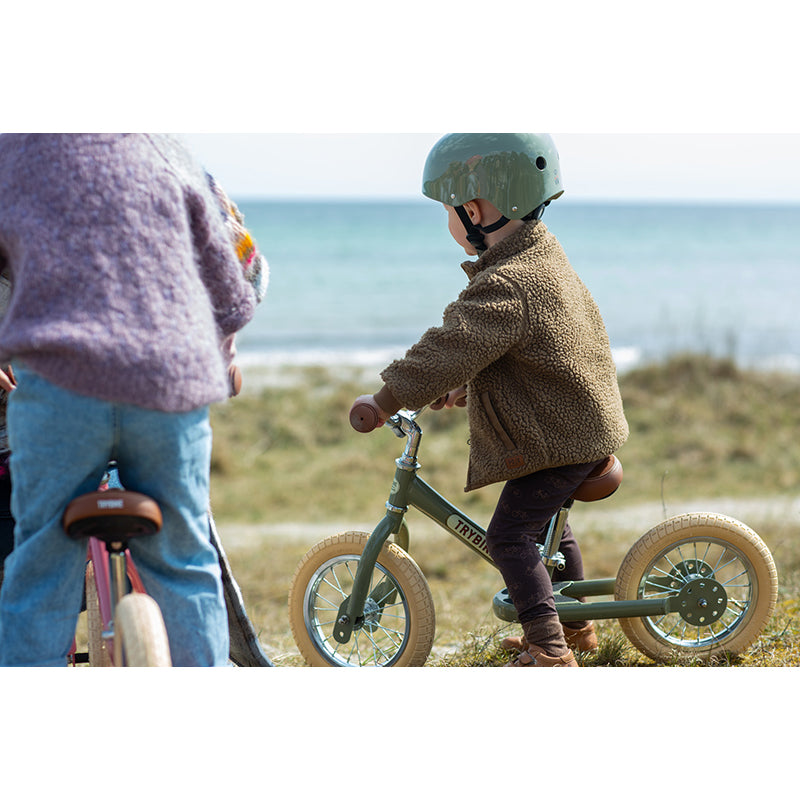 Trybike balanscykel, vintagegrön med retrolook