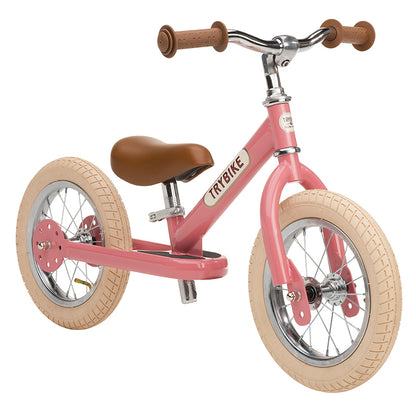 Trybike balanscykel, vintage rosa med retrostil