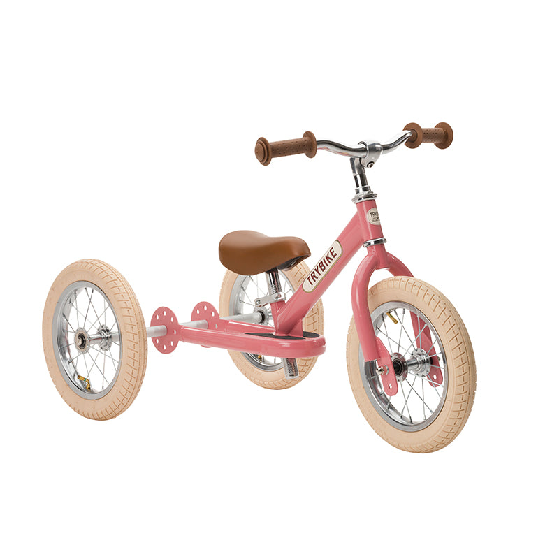 Trybike trehjulig balanscykel, vintage rosa med retrolook