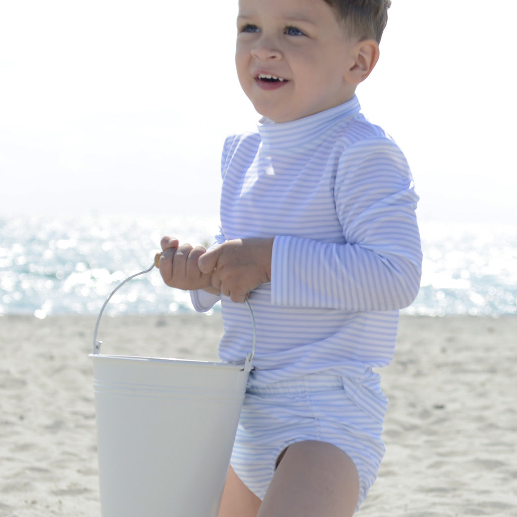 Petit Crabe UV-badtröja, Sydney, Baby blue/White - 0-10 år