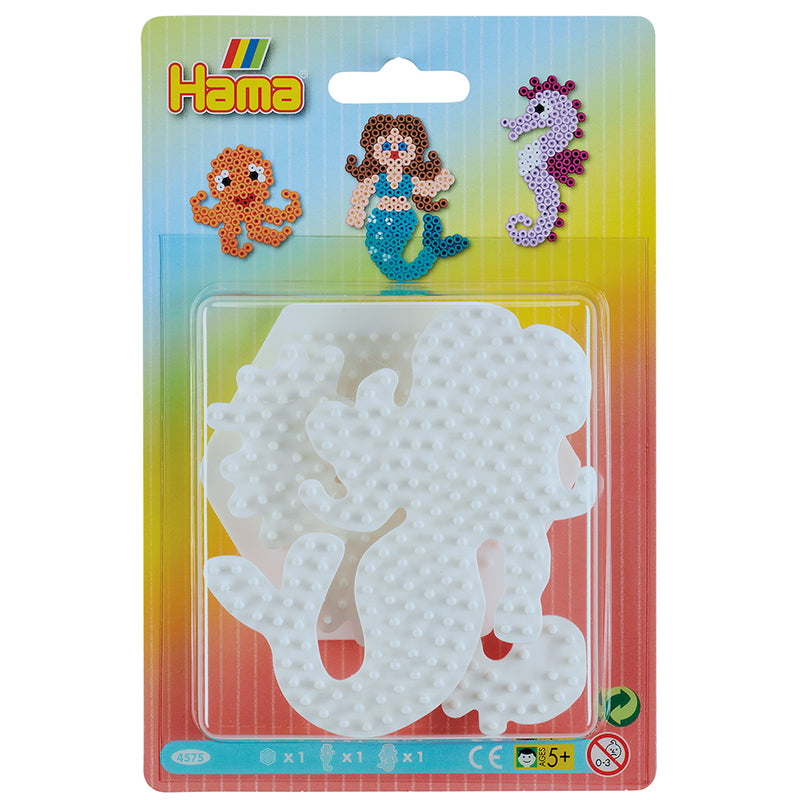 Hama Midi perlepladesæt, 3 små - Sekskant, søhest og havfrue