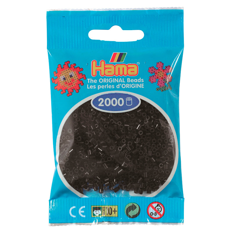 Hama Mini perler i pose, Sort - 2000 stk
