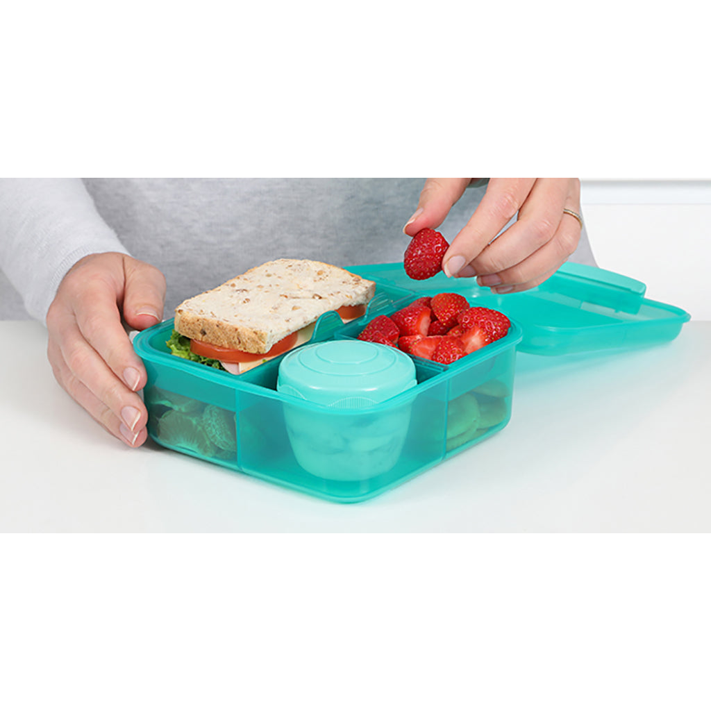 Sistema Bento Cube matlåda med 5 fack och en behållare, 1.25L - Teal