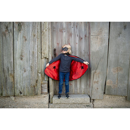 Great Pretenders utklädningskläder, vändbar mantel och mask, Spiderman/Batman - strl. 4-6 år