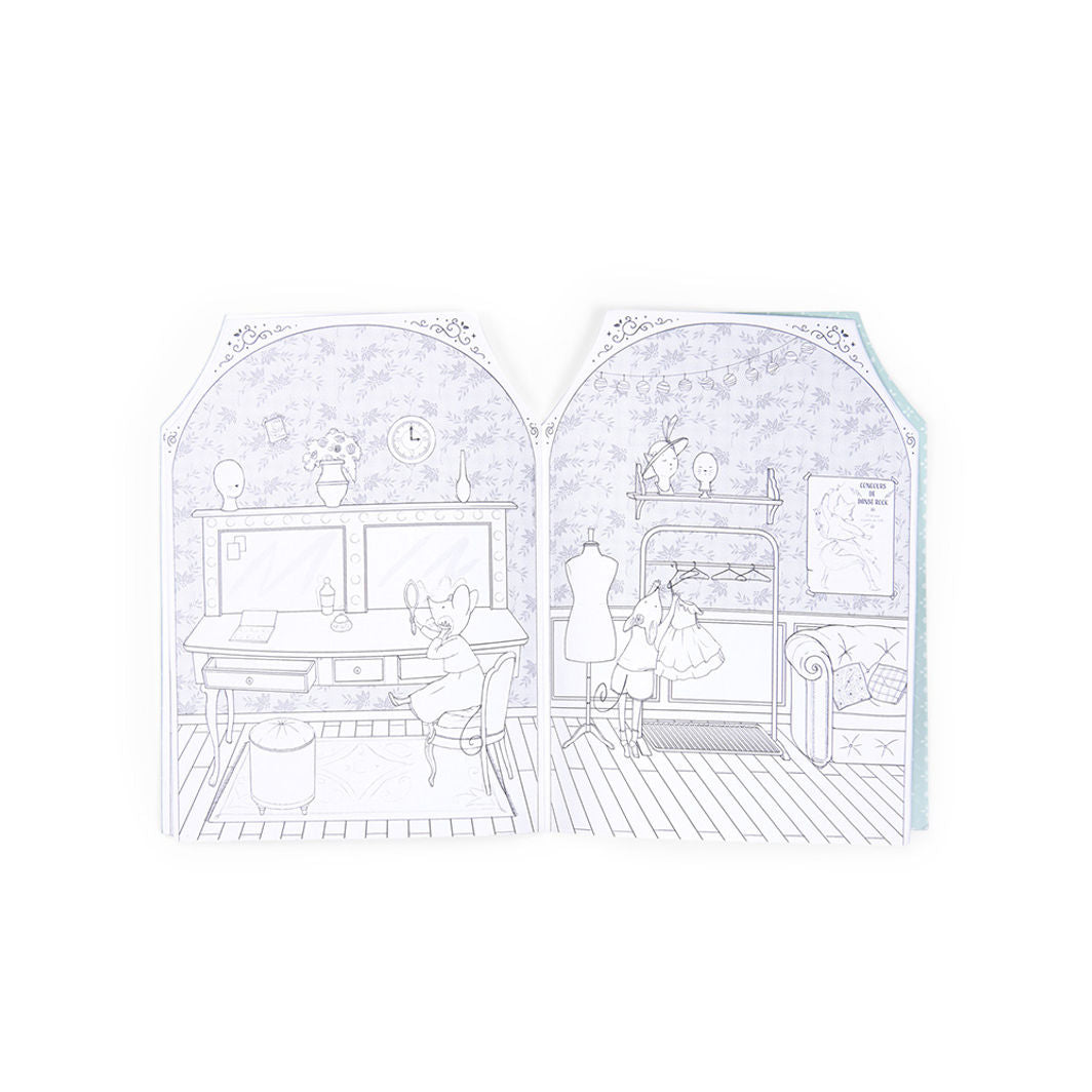 Moulin Roty målarbok med 170 klistermärken, Den lille danseskole