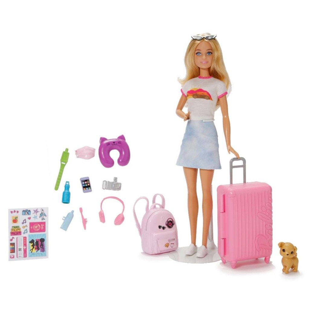 Barbie Travel docka med resetillbehör - Malibu