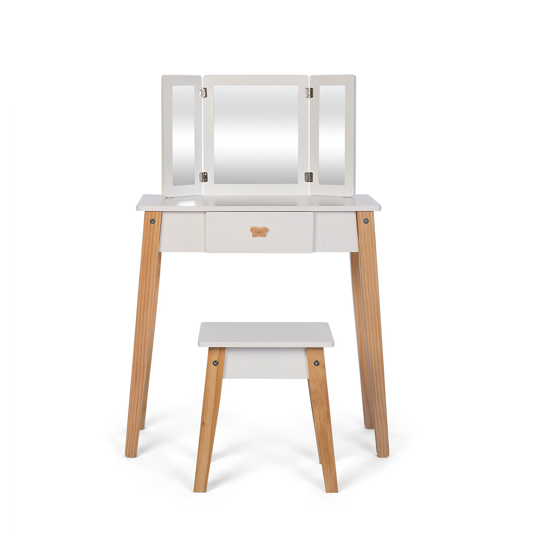 By Astrup Sminkebord og taburet i træ