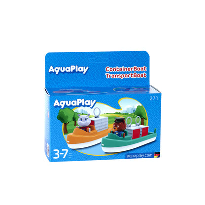 Aquaplay vattenbanetillbehör, 2 containerskepp m/figurer