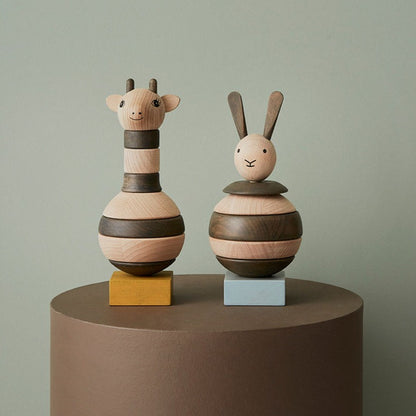 OYOY Babyleksak, Stapeltorn i trä - Nature/Dark