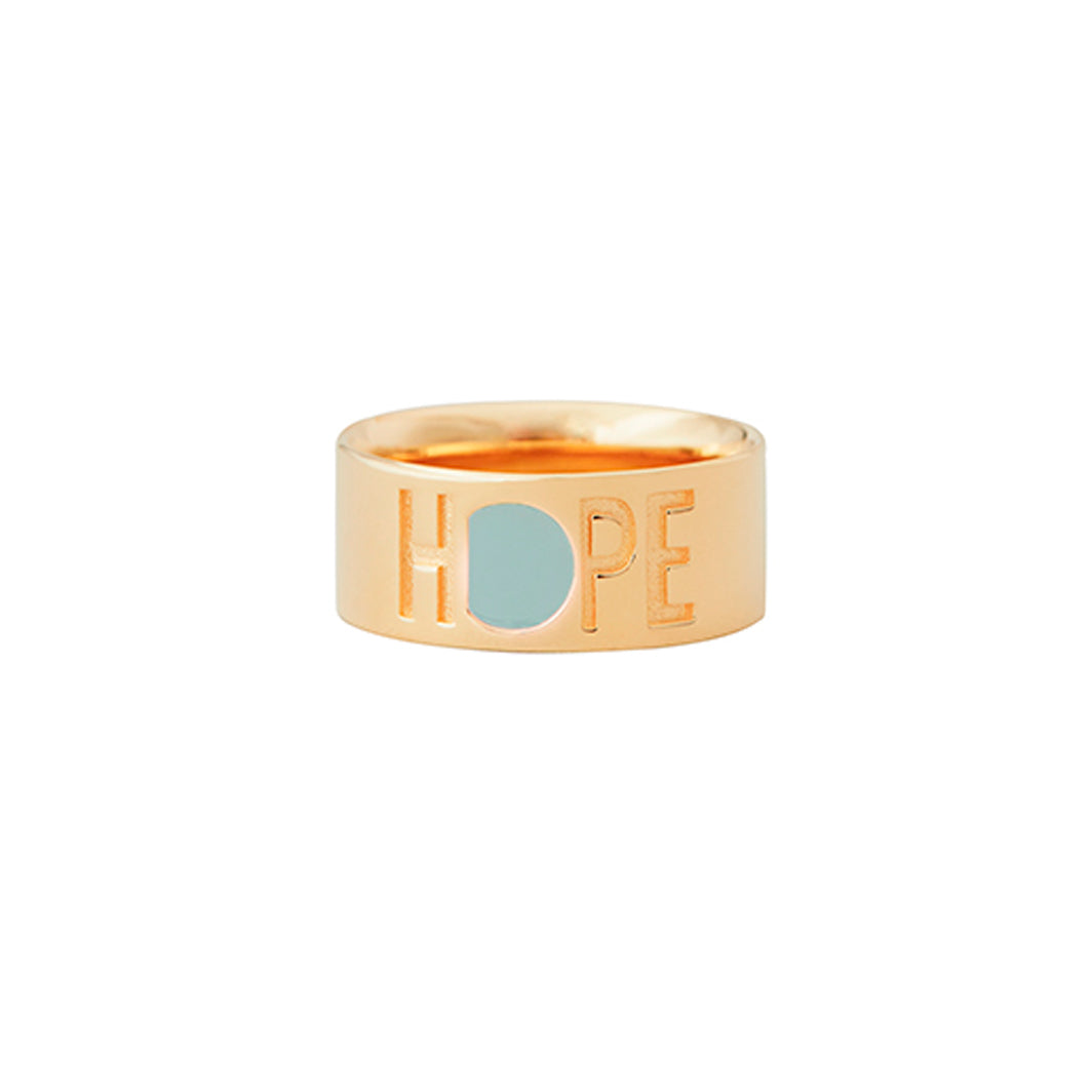 Design Letters Hope ring, guld – Soft green – storlek 50-56