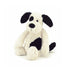 Jellycat bamse, Bashful hundehvalp i sort og creme, 18 cm.