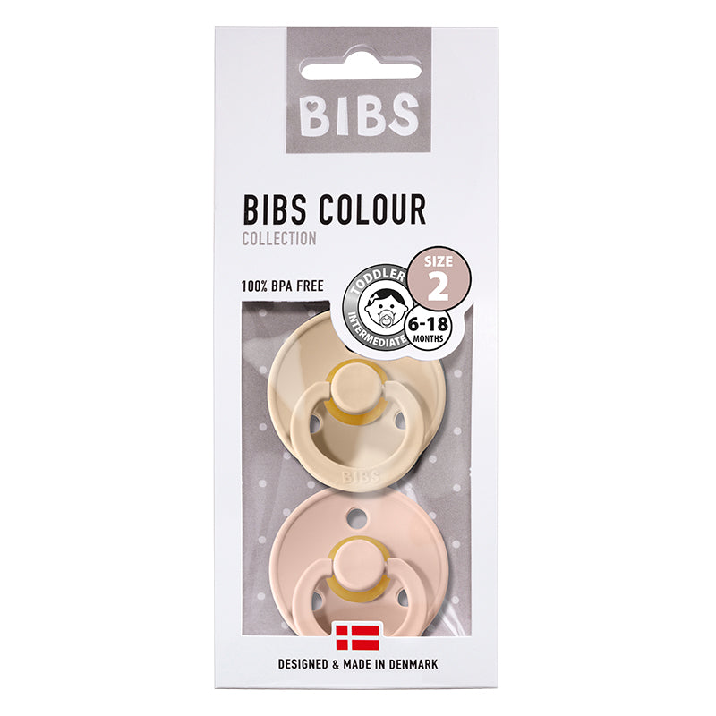 Bibs 2-pak, sutter i naturgummi, str. 2 - vanilla/blush