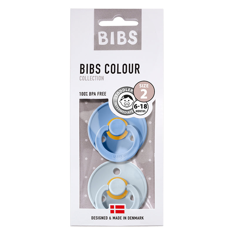Bibs 2-pak, sutter i naturgummi, str. 2 - sky blue/baby blue