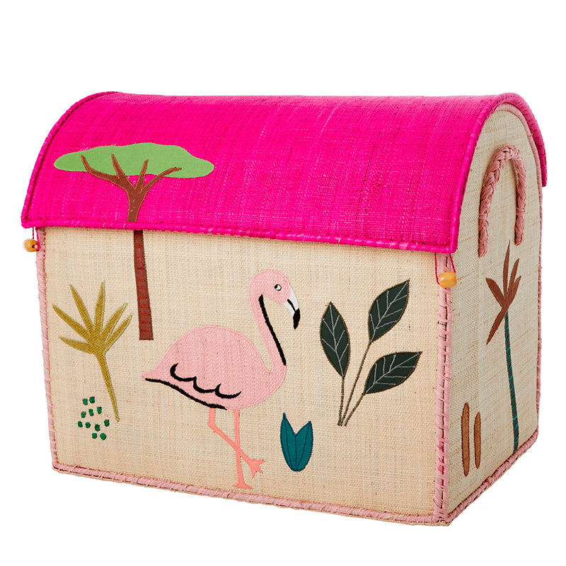 RICE Kurvhuset för förvaring, Jungle - Rosa