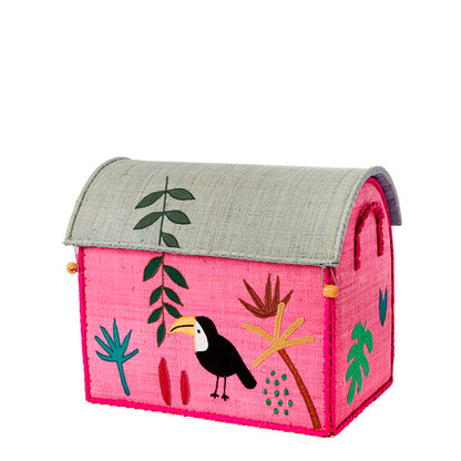 RICE Kurvhuset för förvaring, Jungle - Rosa