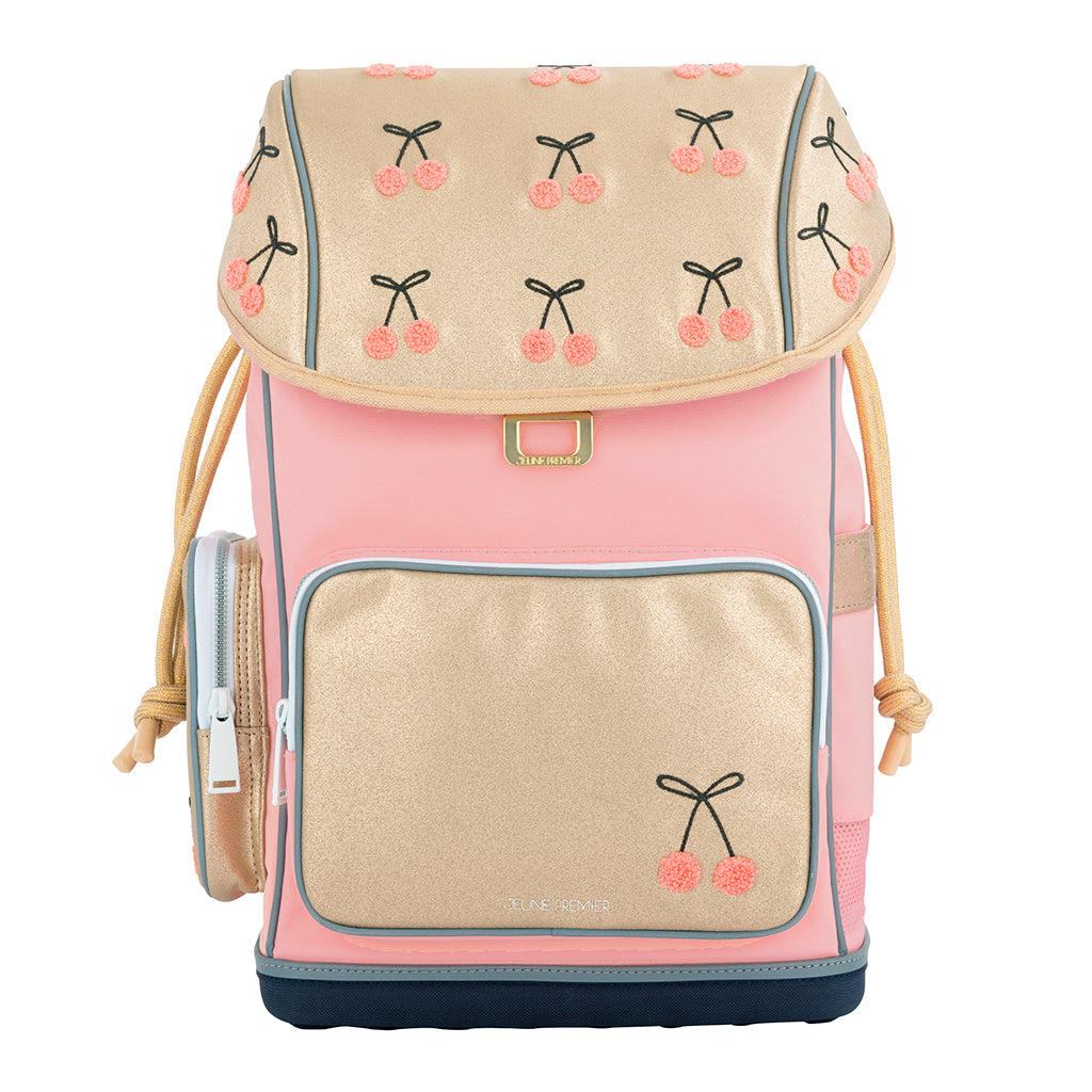 Jeune Premier Ergonomic rygsæk, Cherry Pompon - Fra 6-10 år