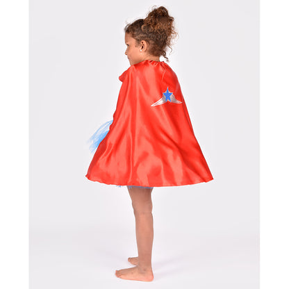 Den Goda Fen utklädnad, Super Wondergirl med cape – strl. 4-6 år