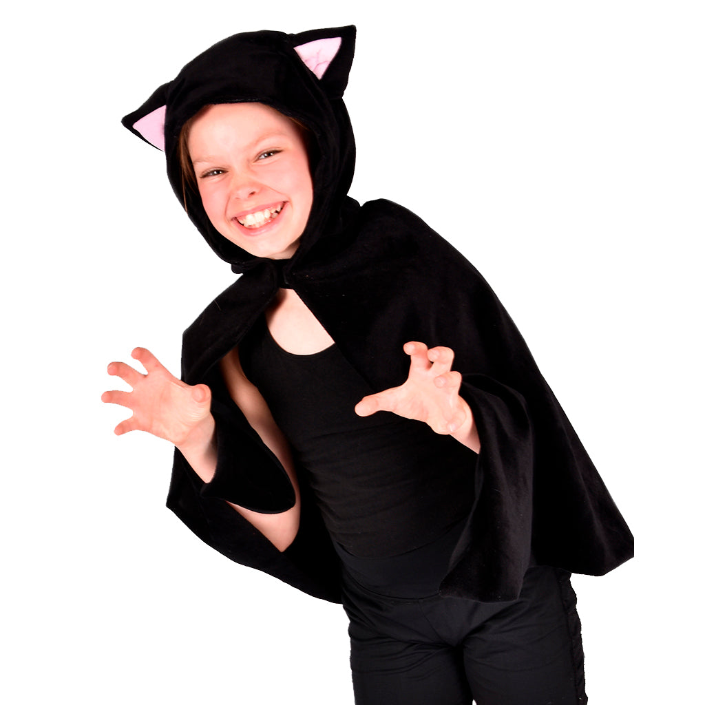 Den goda Fen dyrekostume, Kattekappe i sort - Str. 3-8 år