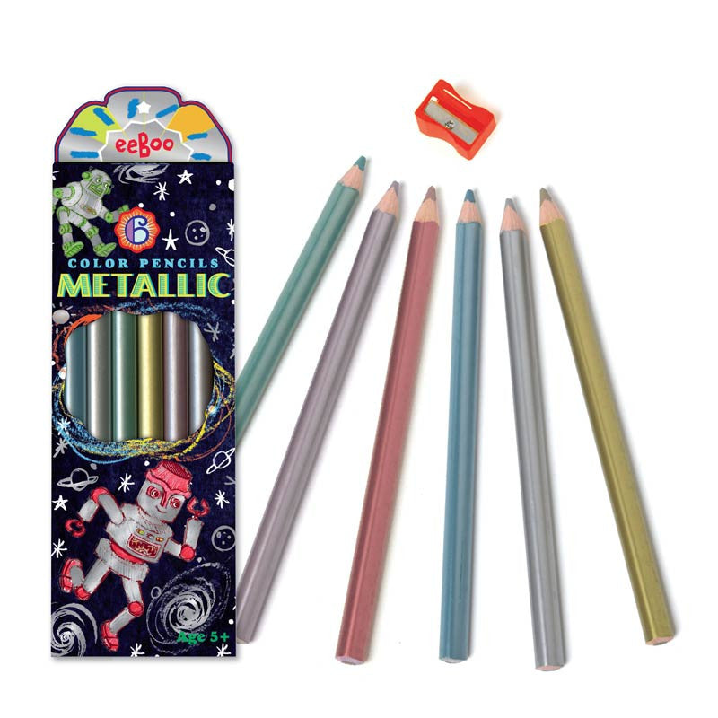 Farveblyanter m metallic, 6 stk - Robot