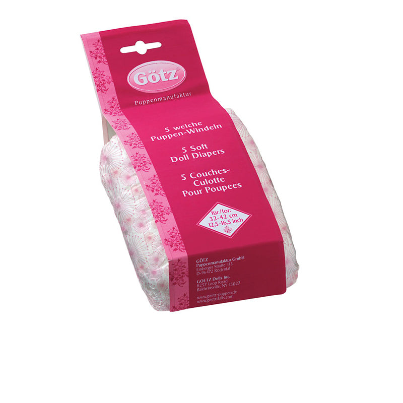 Götz tilbehør, bleer Happy Flower, til dukker i str 30 - 33 cm - 5 stk