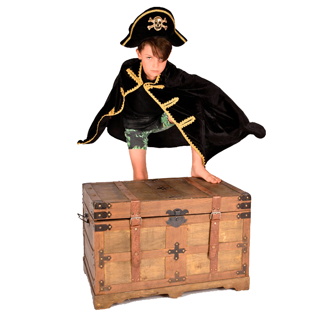 Den Goda Fen udklædning, Pirathat og kappe - Str. 3-8 år