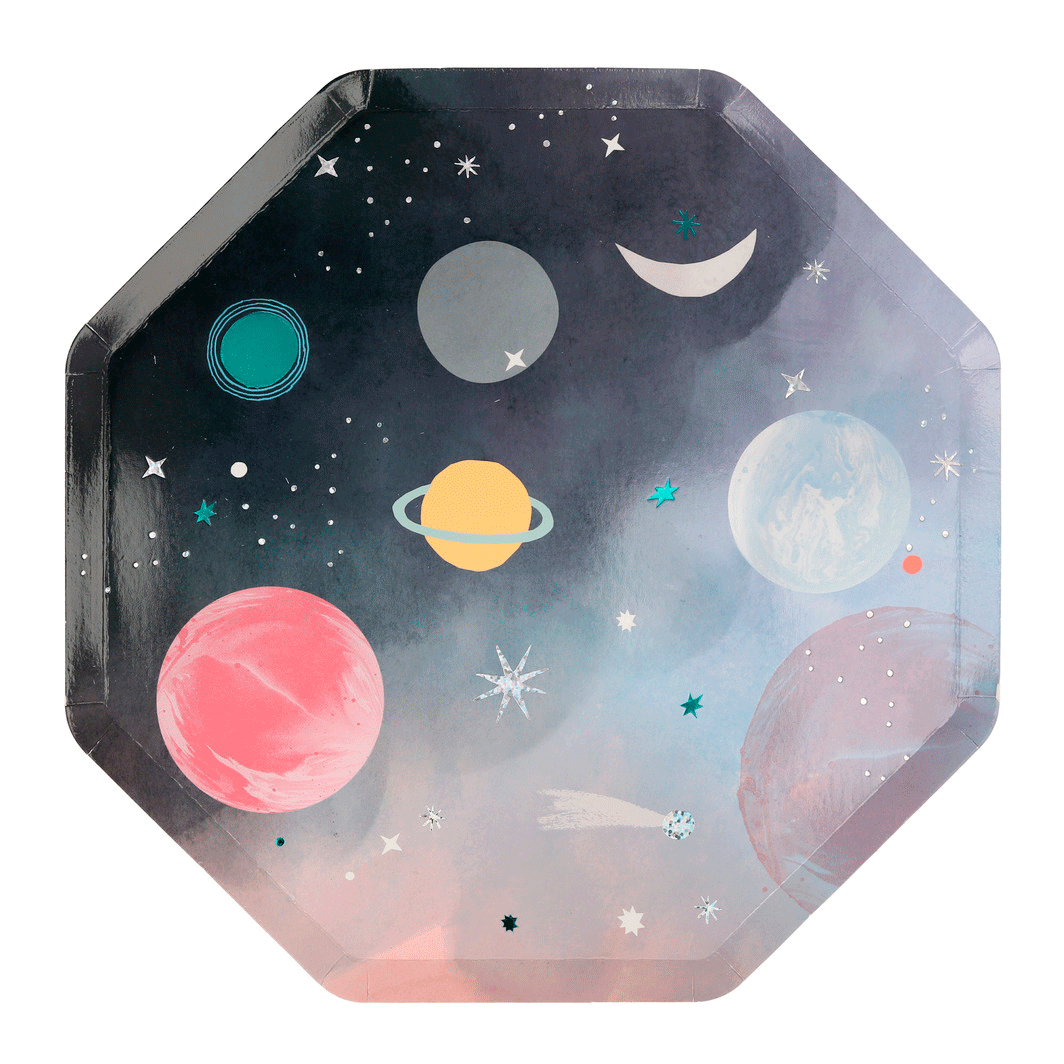 Meri Meri papperstallrikar str. L, Space - 8 st.