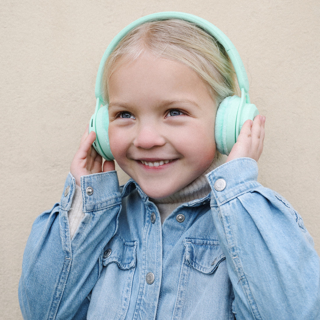 Lalarma trådlösa hörlurar med max 85 dB, Mint pastel