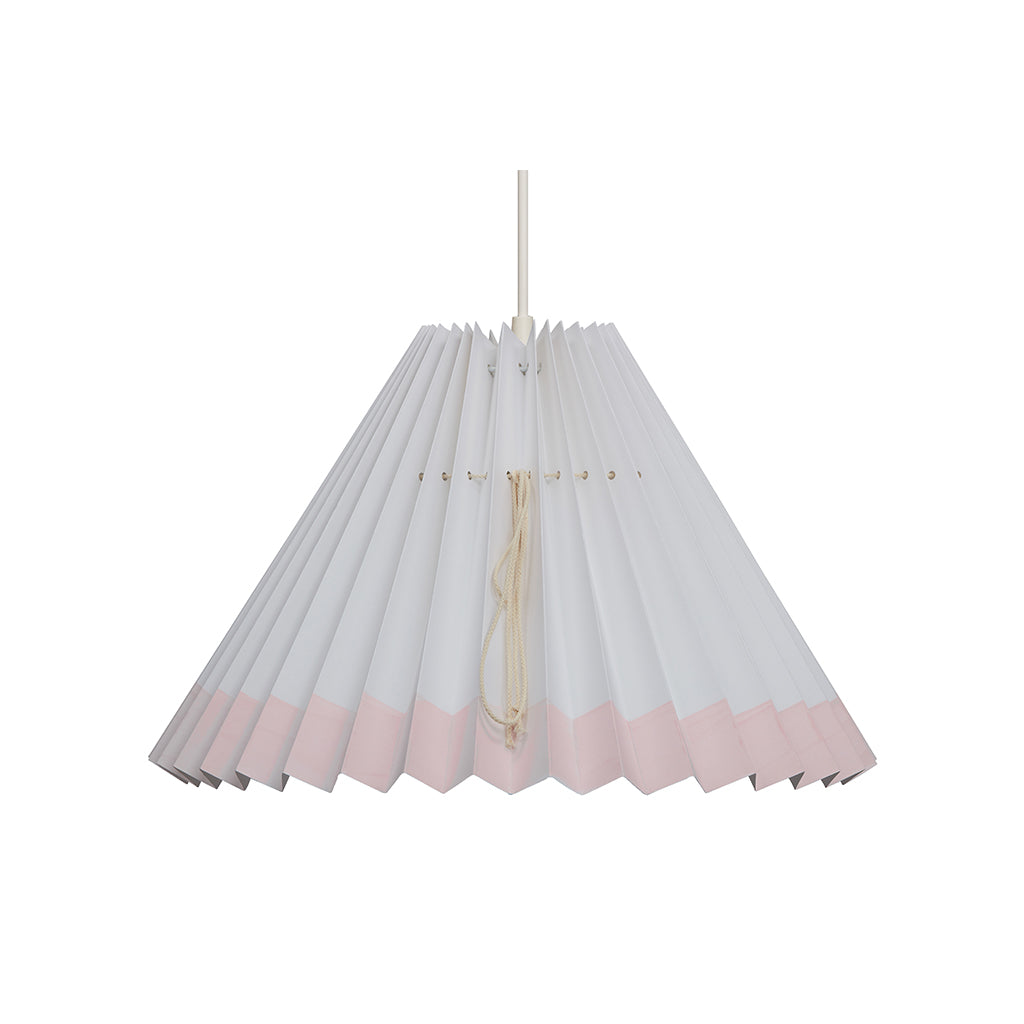 Pink Rose Loftslampe m foldet skærm i papir - 32 cm - Hvid m. lyserød kant