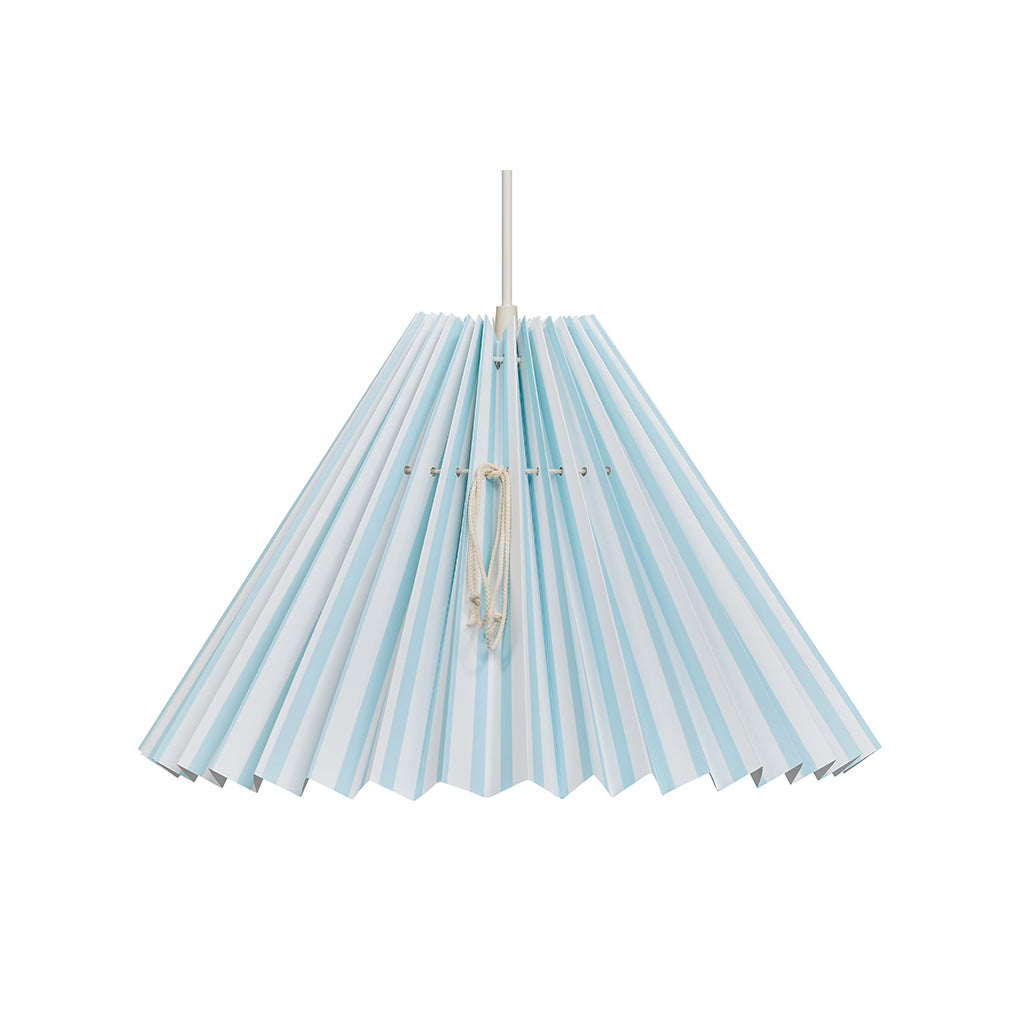 Pink Rose Loftslampe m foldet skærm i papir - 32 cm - Hvid m. lyseblå striber