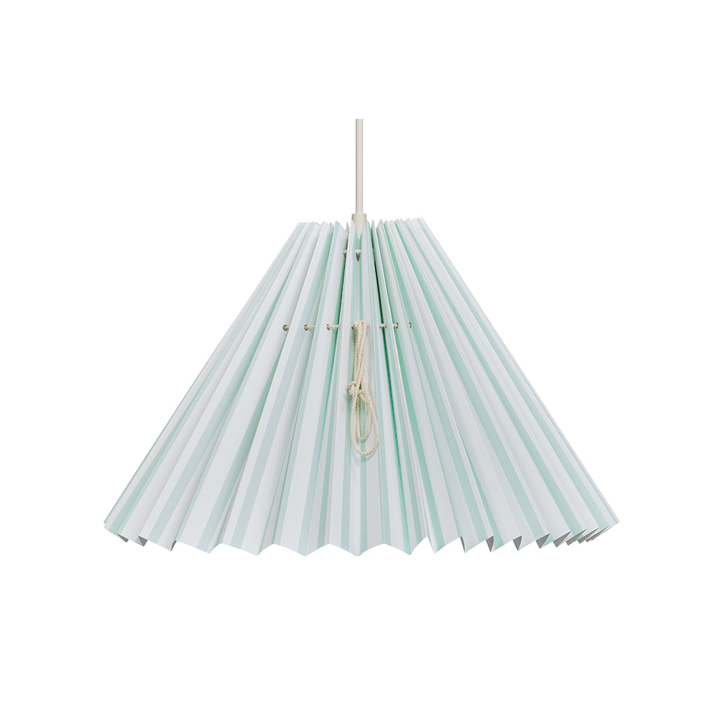 Pink Rose Loftslampe m foldet skærm i papir - 32 cm - Hvid m. mintfarvet striber