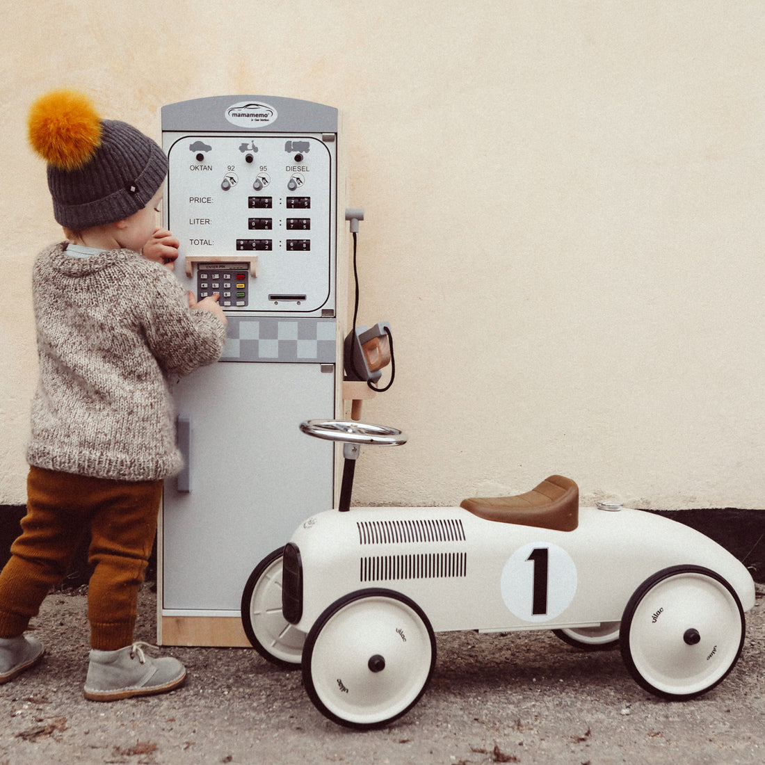 Vilac gåbil i metall, råvit