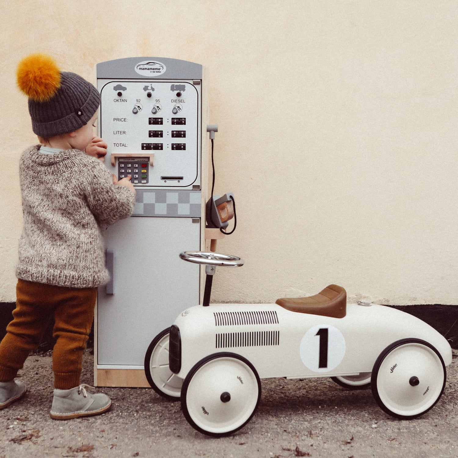 Vilac gåbil i metall, råvit