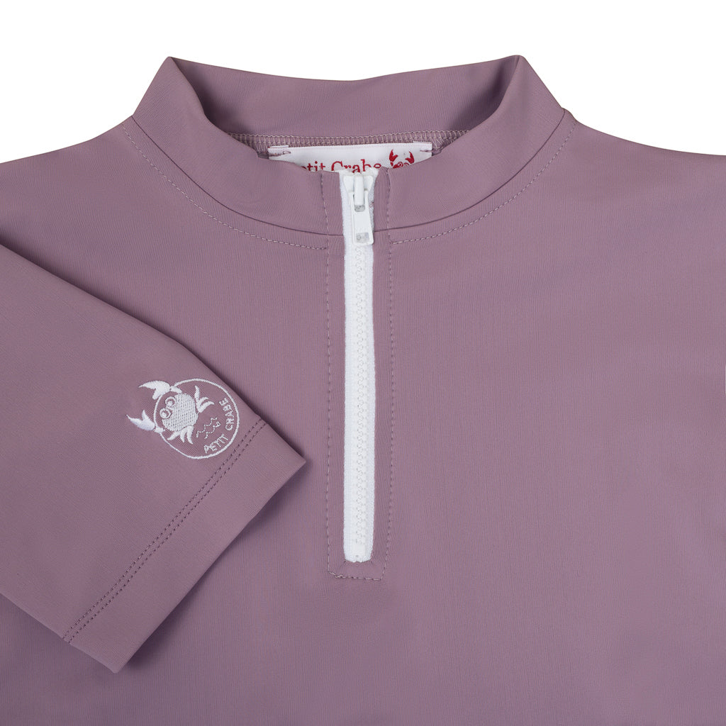 Petit Crabe UV-badtröja med dragkedja och korta ärmar, Max, Heather - 1-10 år