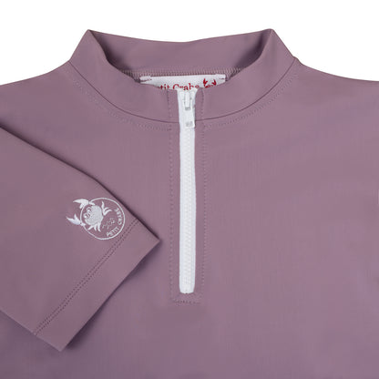 Petit Crabe UV-badtröja med dragkedja och korta ärmar, Max, Heather - 1-10 år