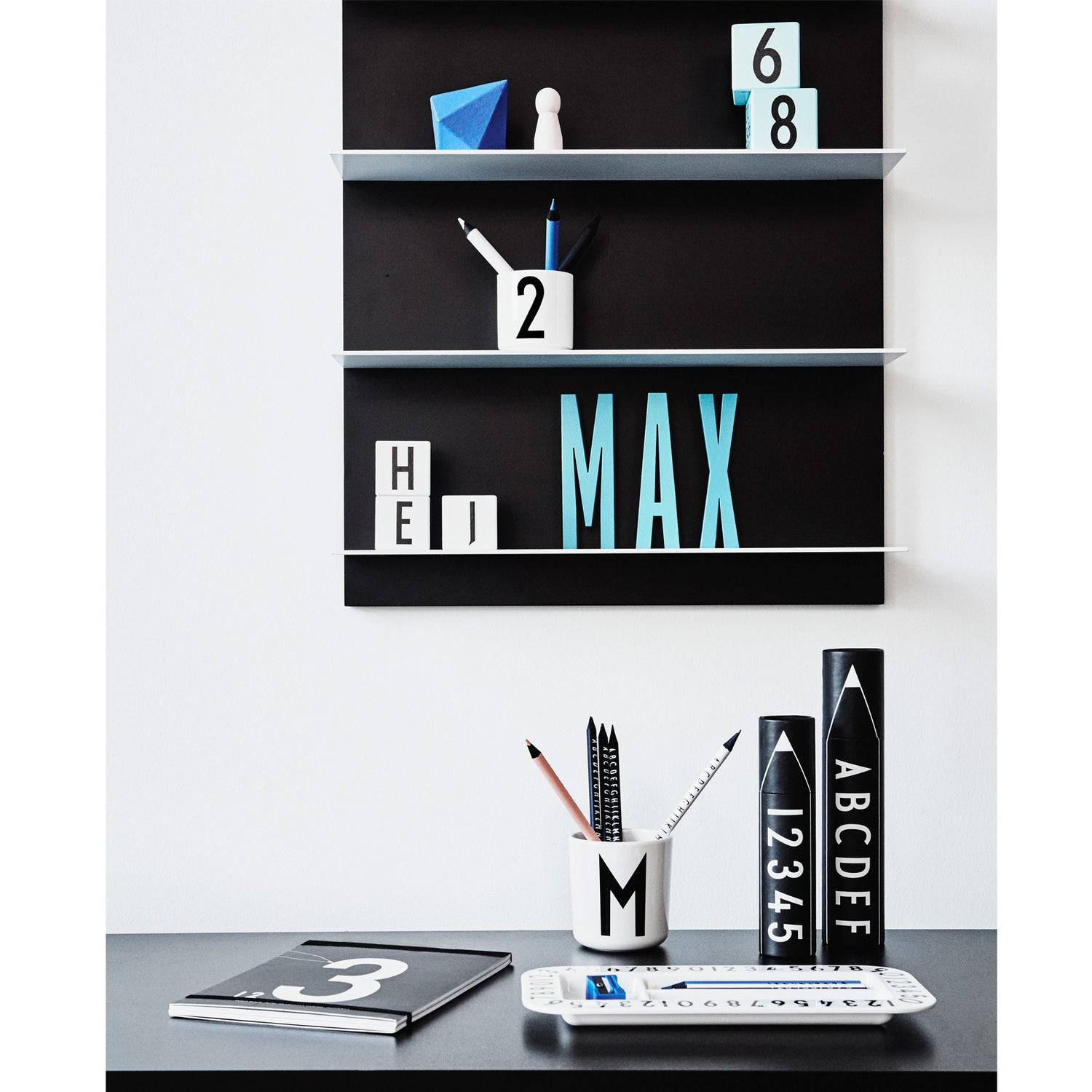 Design Letters träbokstav, A - Å - Grå