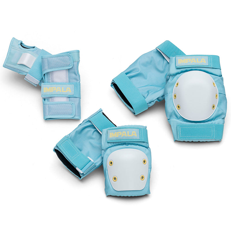 Impala beskyttelsesudstyr til rulleskøjter, voksen, Sky blue/yellow - Str. S