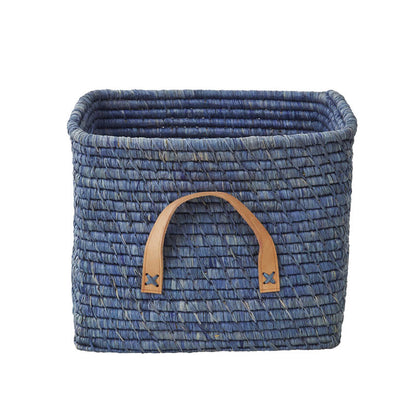 Rice kurv m læder hank, blå