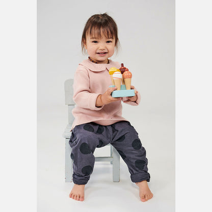 Mentari, Lekmat i trä, 4 glasstrutar – Sunny Gelato