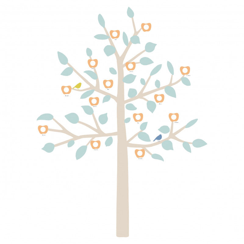Mimi Lou wallsticker, Giant family tree - Baby blue