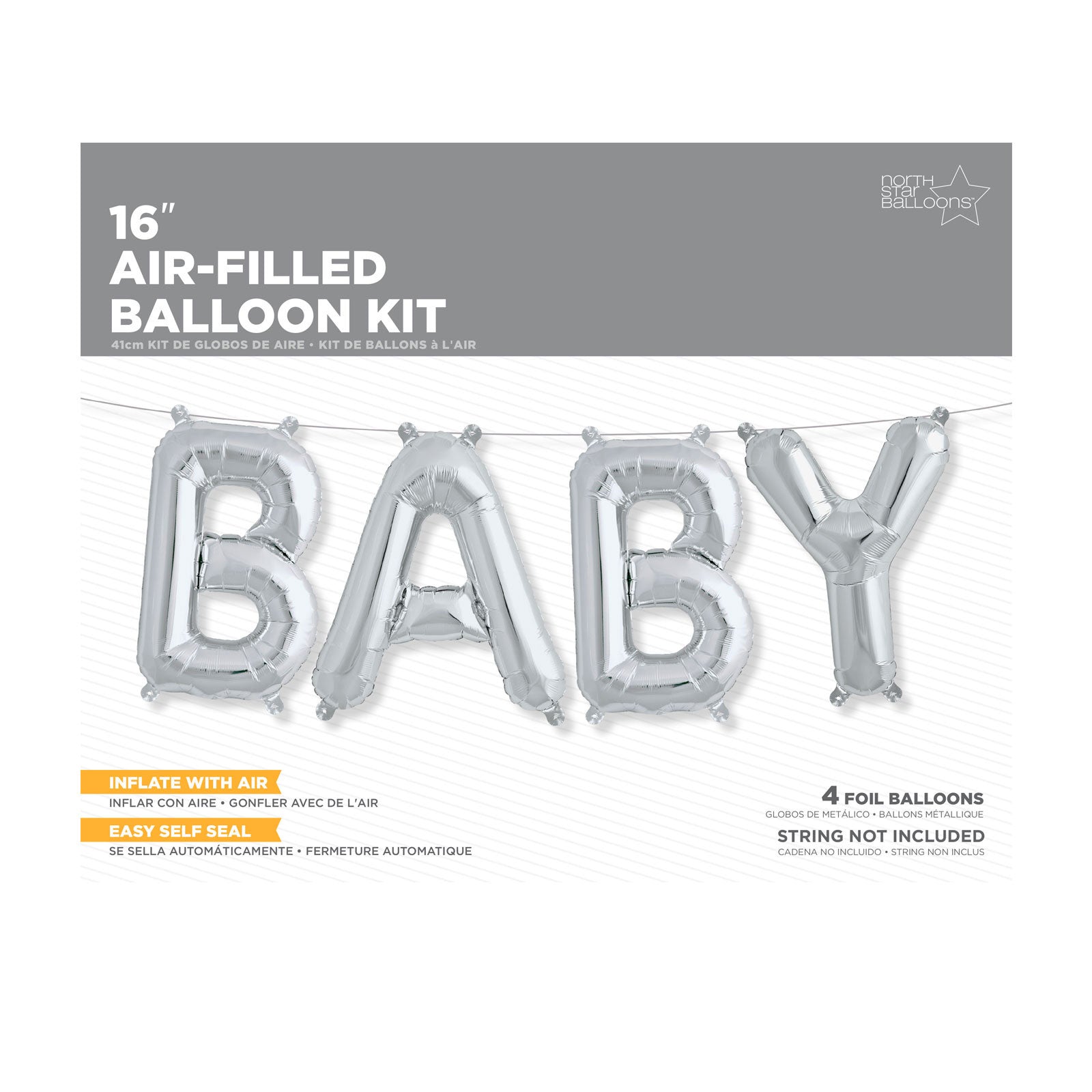 Northstar Balloons, folieballong silver - baby
