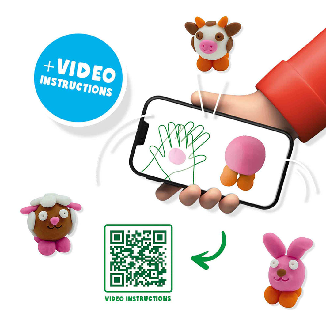 SES Creative Modellera, FunDo bondgårdsdjur 3x 90g + 1x 40g