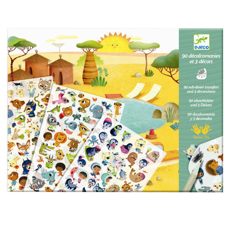 Djeco kreativ sæt, overføringsbilleder - Til fest med dyrene