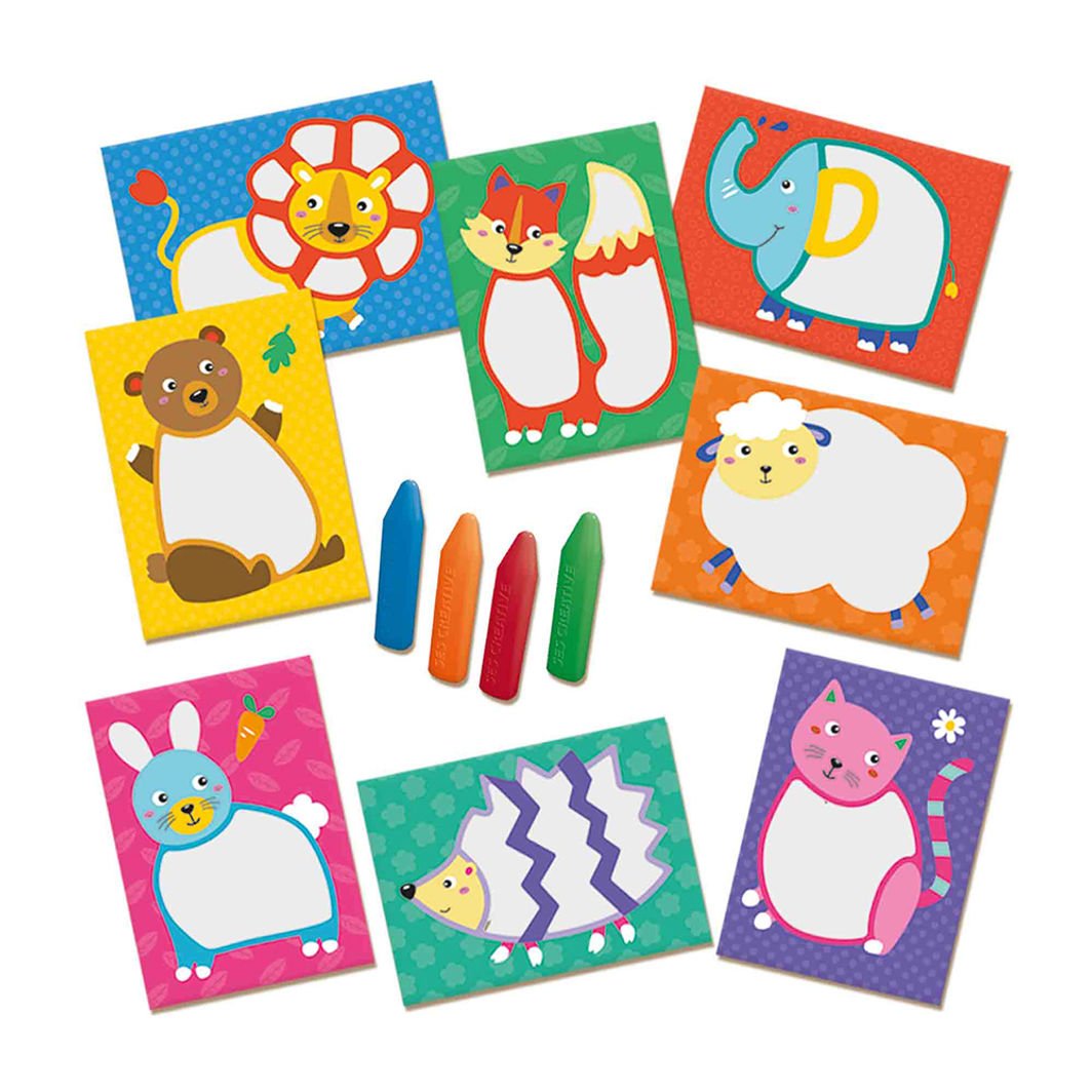 SES Creative Mitt första kreativa set, färgkritor och djurkort - För 1-4 år
