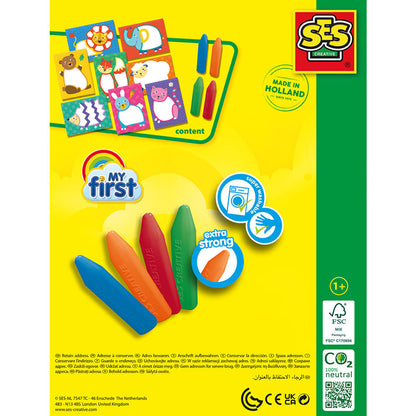SES Creative Mitt första kreativa set, färgkritor och djurkort - För 1-4 år