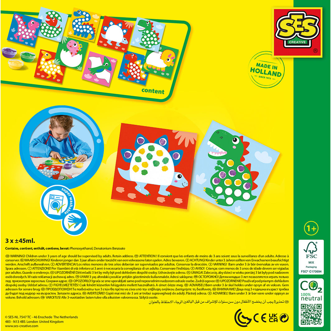 SES Creative, Mitt första kreativa set, Fingermålning dinosaurier - Från 1-4 år