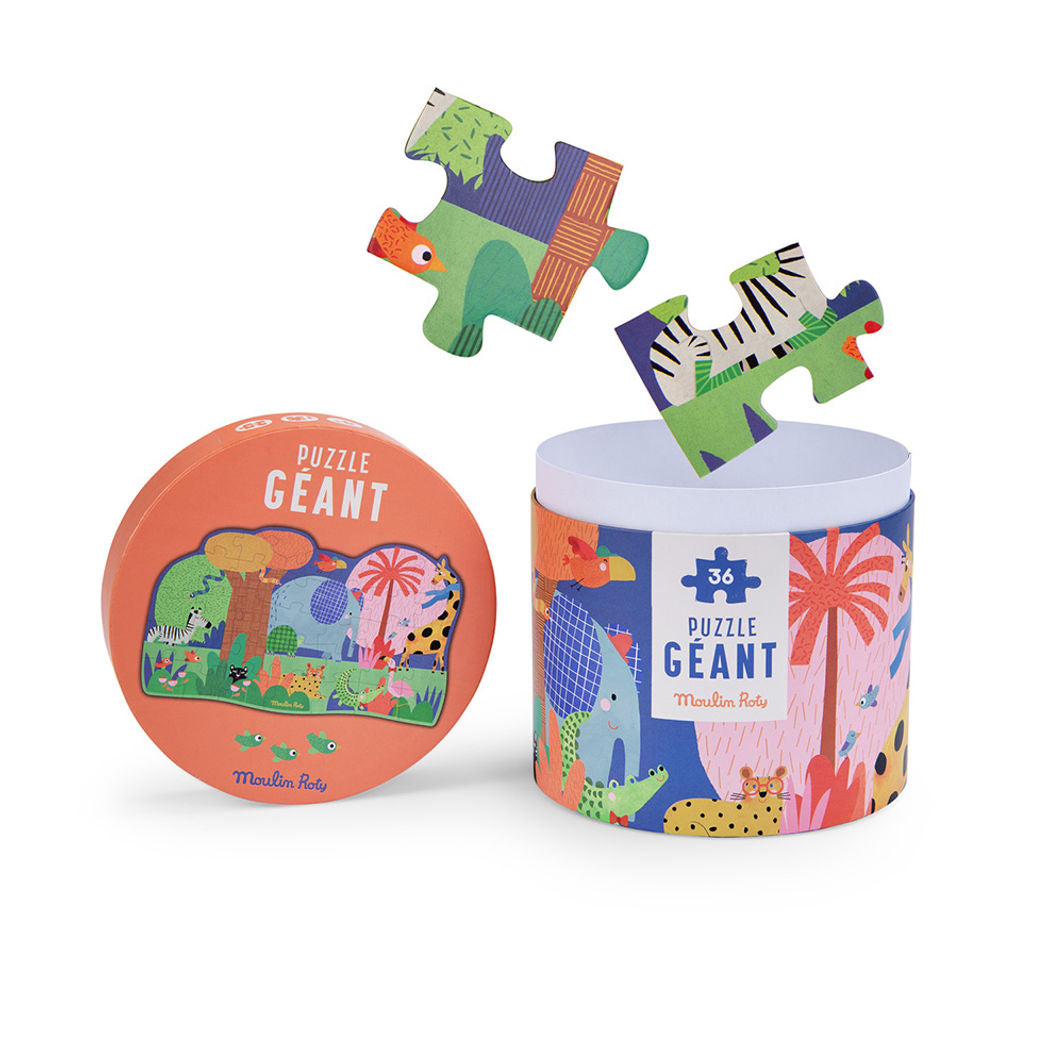 Moulin Roty, Jumbo Pussel 36 bitar - Djurens oas - Les Toupitis