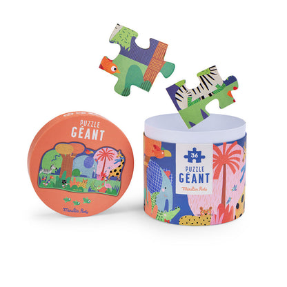 Moulin Roty, Jumbo Pussel 36 bitar - Djurens oas - Les Toupitis