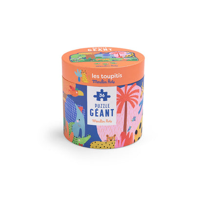 Moulin Roty, Jumbo Pussel 36 bitar - Djurens oas - Les Toupitis
